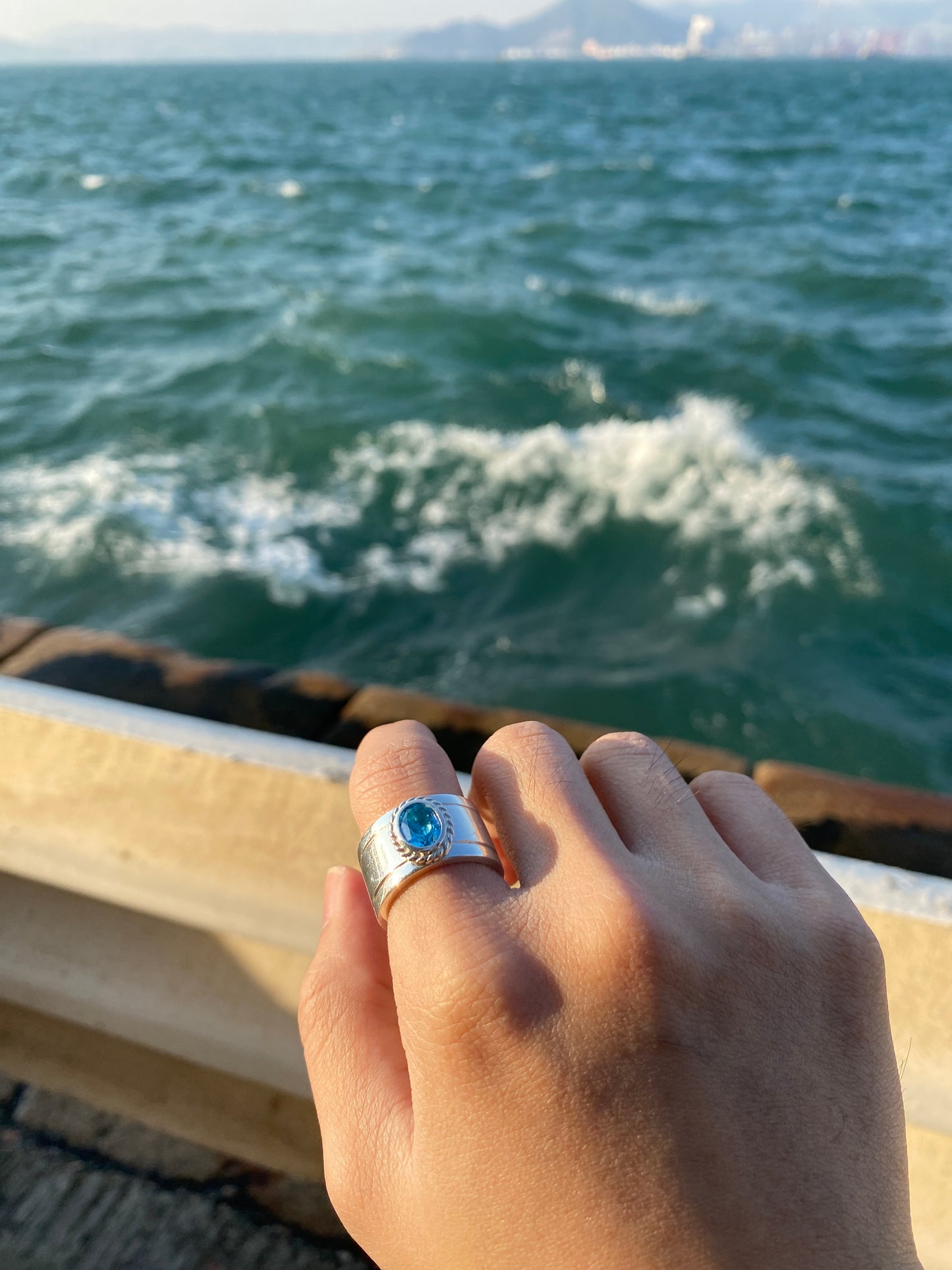 13mm銀繩Topaz間線戒指